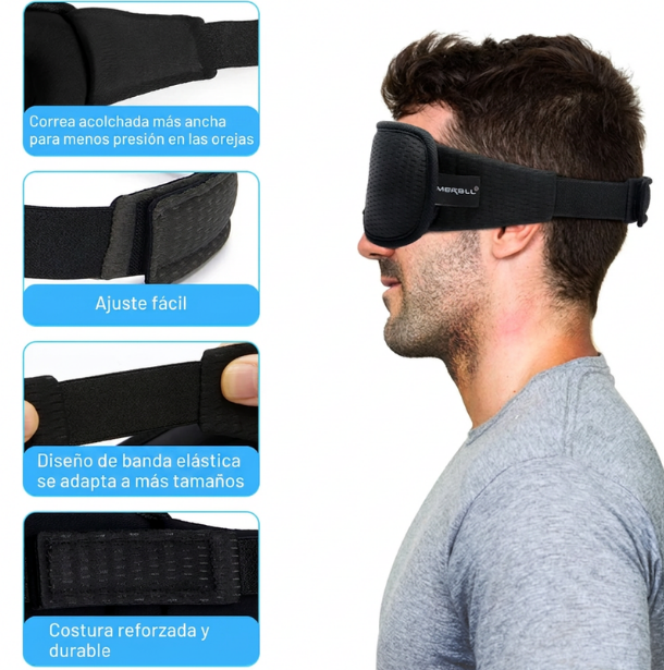 Máscara de Dormir 3D Bloqueadora de Luz Máscara de Ojos Suave para Dormir Ayuda para Dormir Máscara para Ojos para Viaje Antifaz Nocturno Transpirable
