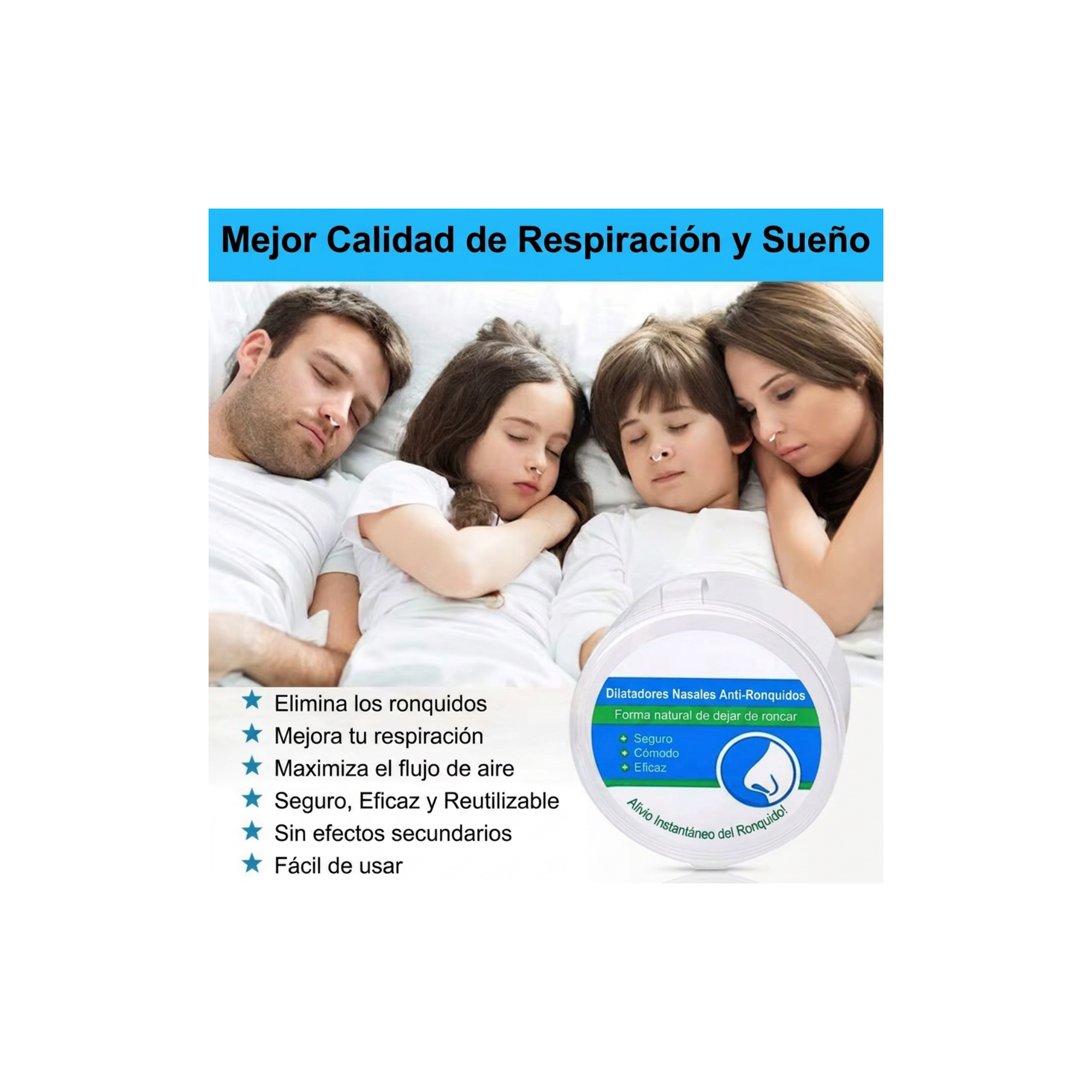 Dispositivo Antironquidos para Detener los Ronquidos Pinza Nasal para Facilitar la Respiración Mejora del Sueño Asistencia para la Apnea 4 Piezas por la Noche
