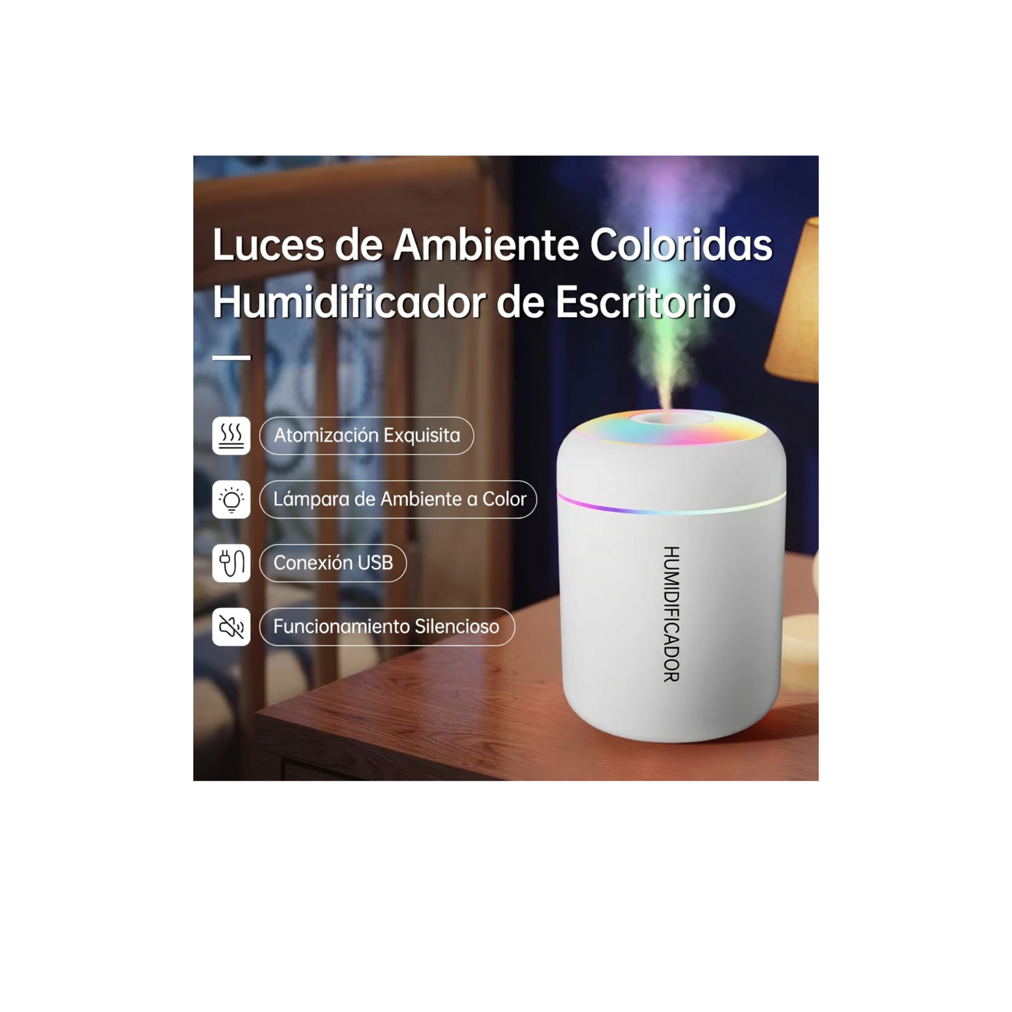 Mini Humidificador de Aire para Coche 180ML Difusor de Aroma Eléctrico USB Purificador de Aceites Esenciales Fabricador de Niebla de Aromaterapia Luces para Hogar y Dormitorio