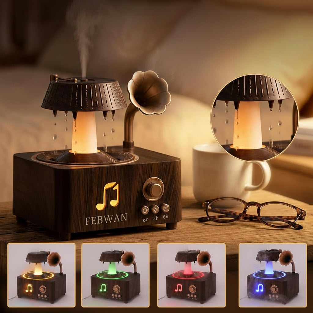 Difusor de Aromaterapia de Ruido Blanco, Difusor de Aceites Esenciales con Sonido de Lluvia, Altavoz Bluetooth, Humidificador para Dormir al Bebé, Yoga, Habitación Infantil, Alivio de Ansiedad, Temporizador, Control Remoto, 250ML