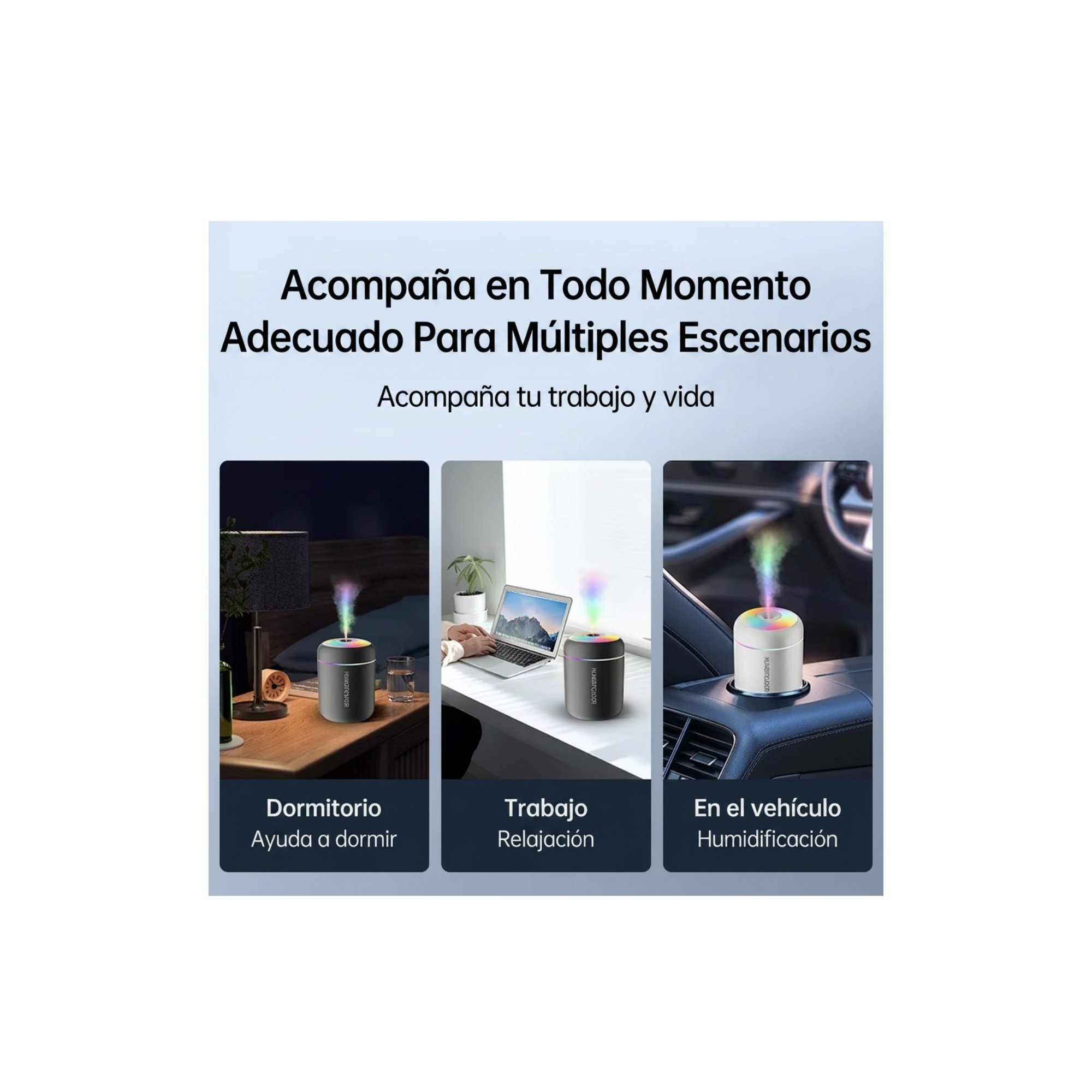 Mini Humidificador de Aire para Coche 180ML Difusor de Aroma Eléctrico USB Purificador de Aceites Esenciales Fabricador de Niebla de Aromaterapia Luces para Hogar y Dormitorio