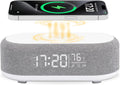 Reloj Despertador 4 en 1 con Carga Inalámbrica, Altavoz Inalámbrico, Luz Nocturna y Pantalla de Temperatura – Reloj Despertador Personalizado para Ciclo de Sueño-Despertar para Dormilones (Gris)