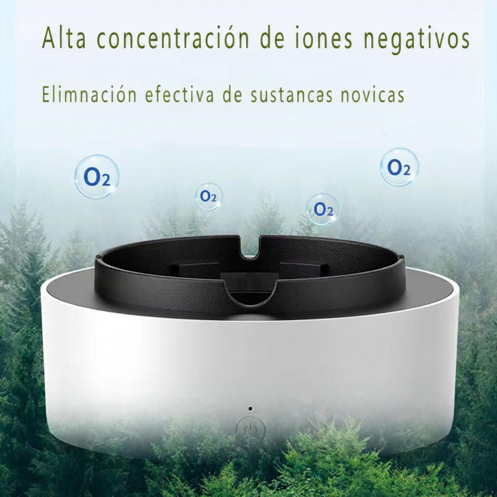 Cenicero multifuncional sin humo para interiores 2 en 1, cenicero purificador de aire inteligente de succión envolvente de 360 °, cenicero inteligente para coche doméstico para interiores ((Gris)