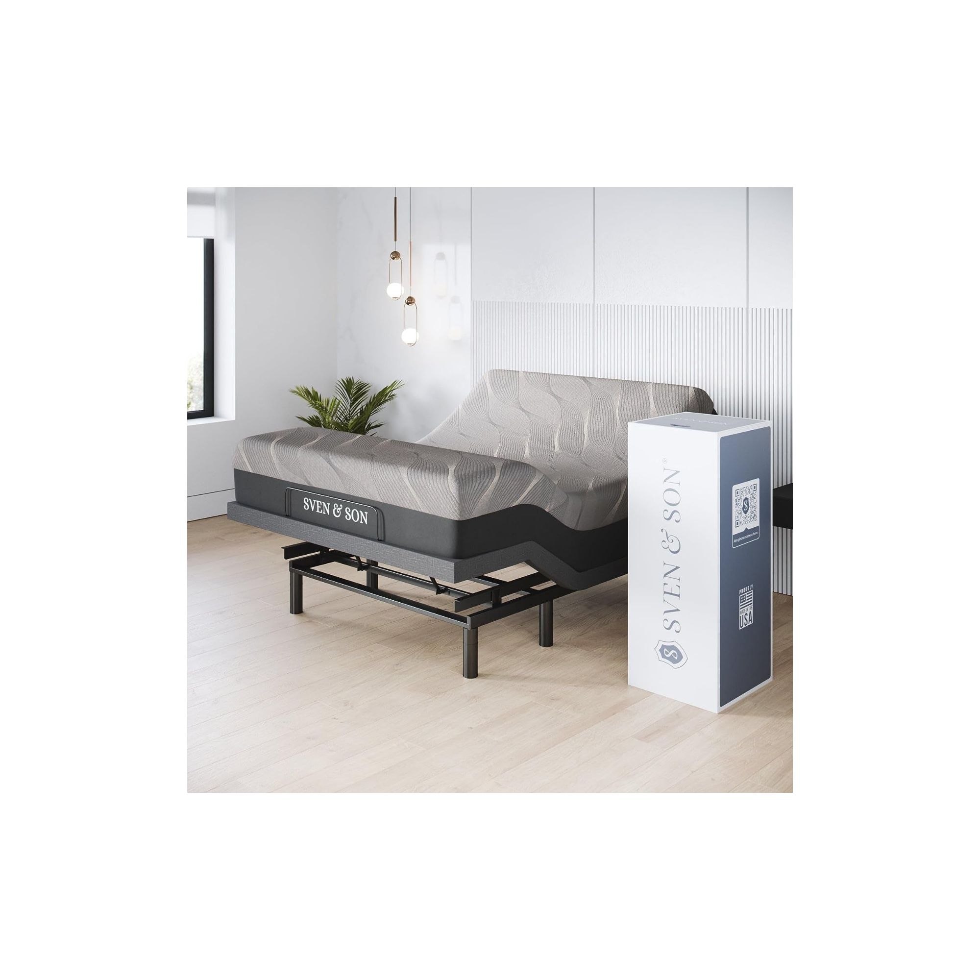 Base de Cama Ajustable Harmony, Elevación de Cabeza y Pie, Masaje, Luces Bajo la Cama, USB, Gel de Memoria, Marco Inteligente de Gravedad Cero - Queen + Colchón de Espuma Viscoelástica de 10 Pulgadas (Firme